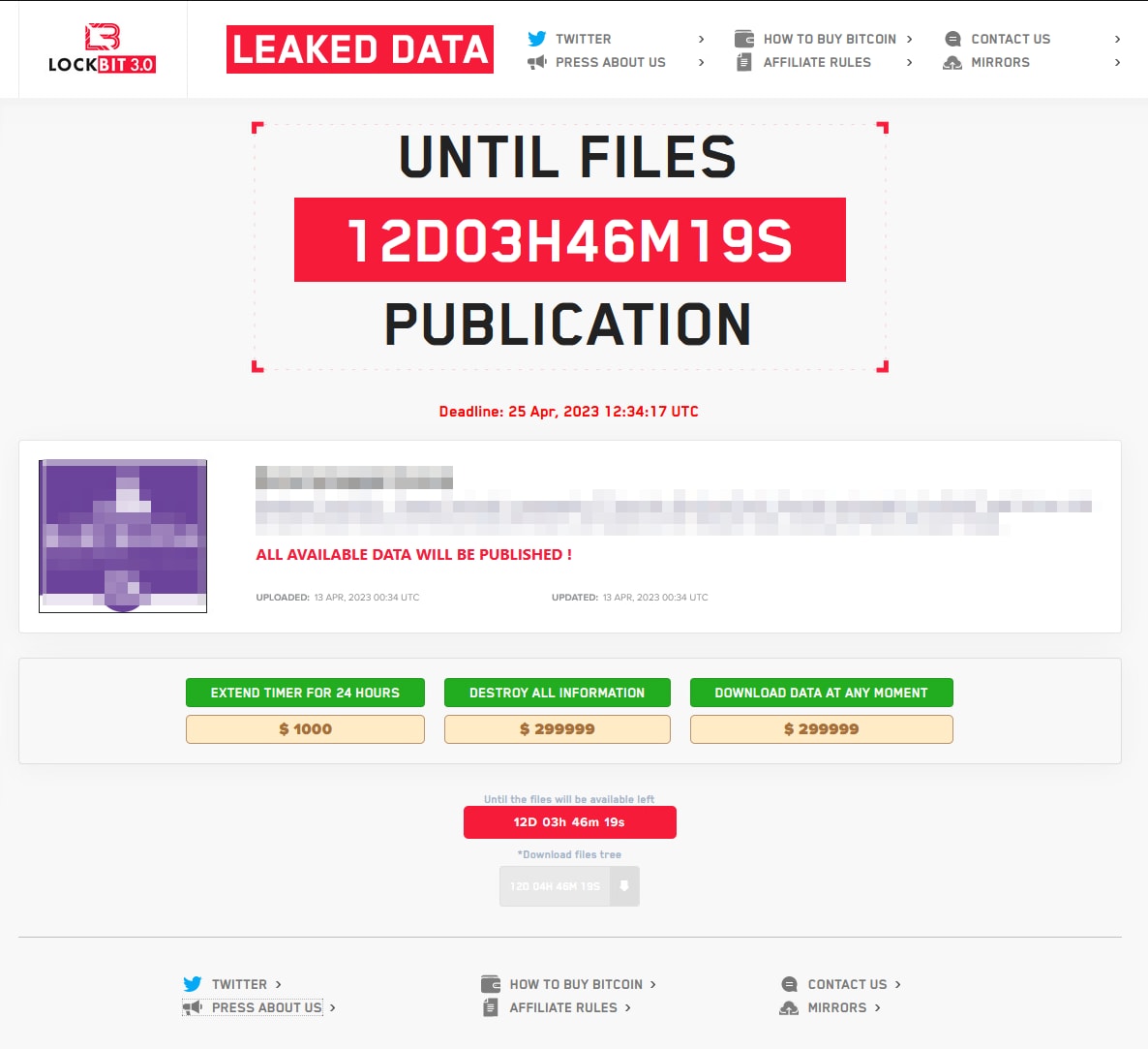 Figure 2. LockBit 3.0 TOR website