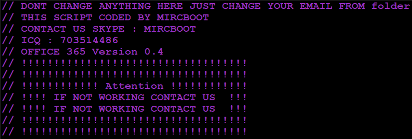 Figure 3. MIRCBOOT signature found in MIRCBOOT phishing kit