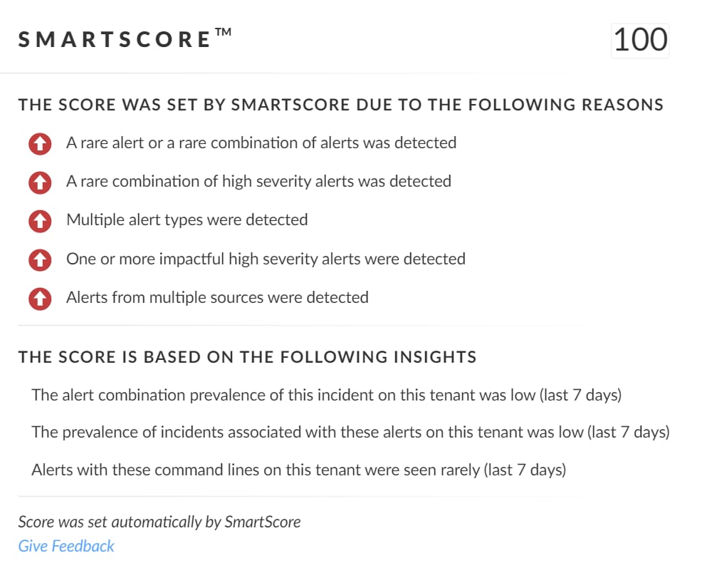 Figure 12. SmartScore information about the incident