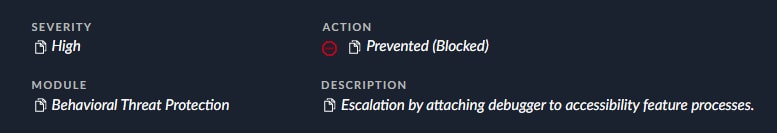 Figure 4. Prevention of Sticky Key attack by the Cortex XDR & XSIAM