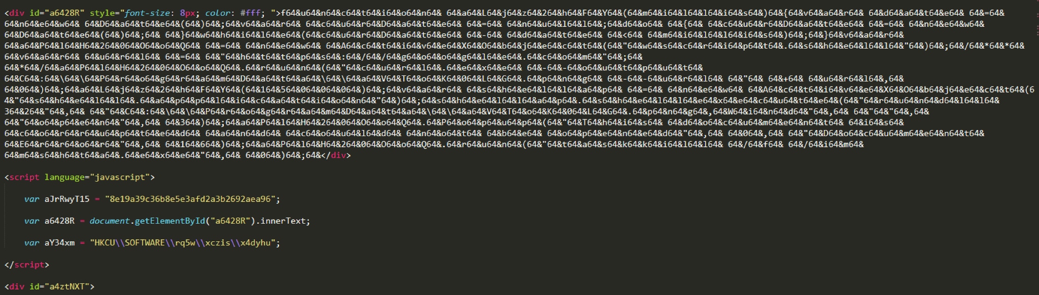 Figure 15. Obfuscated content of the HTA file