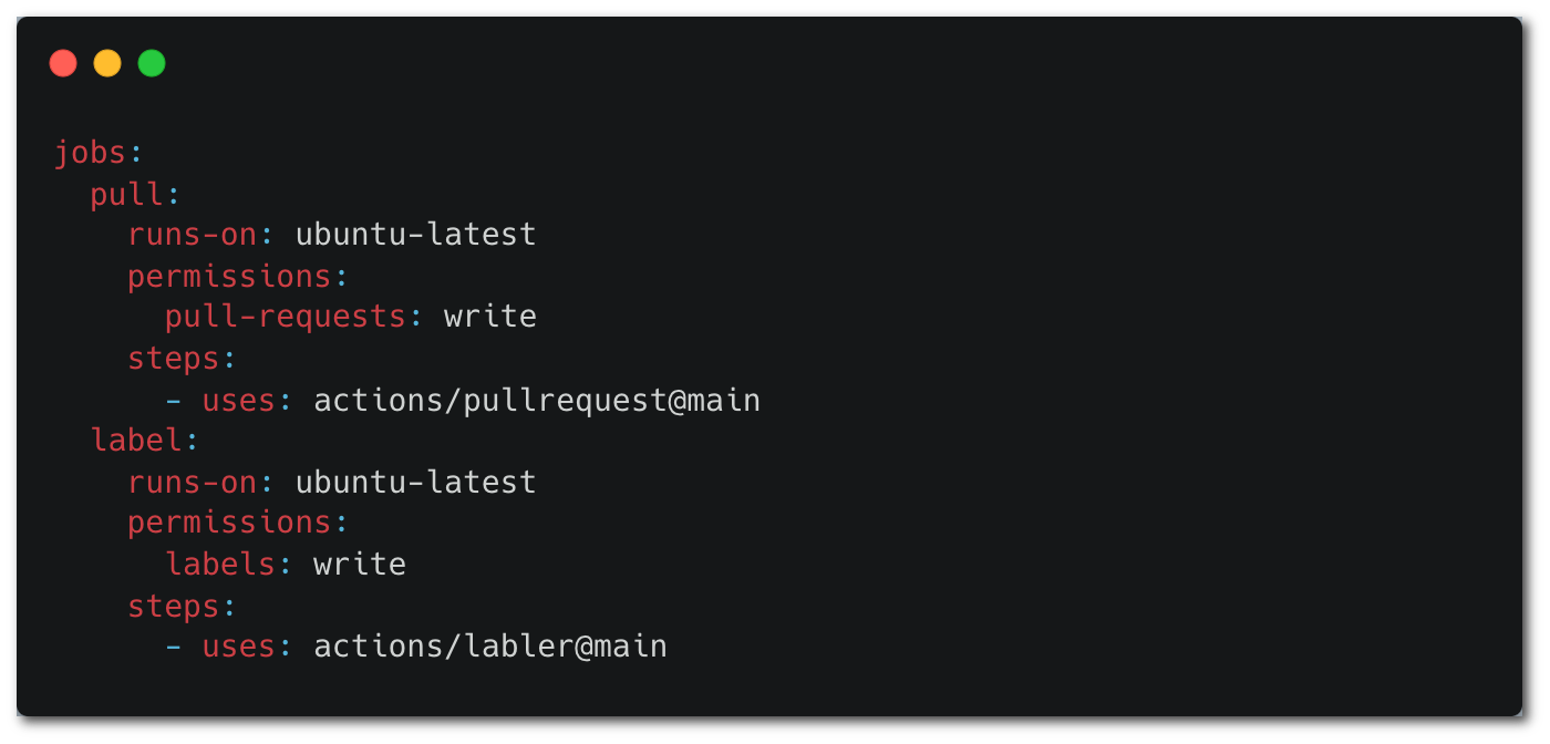 Breaking down the workflow to separate jobs with granular permissions for each job