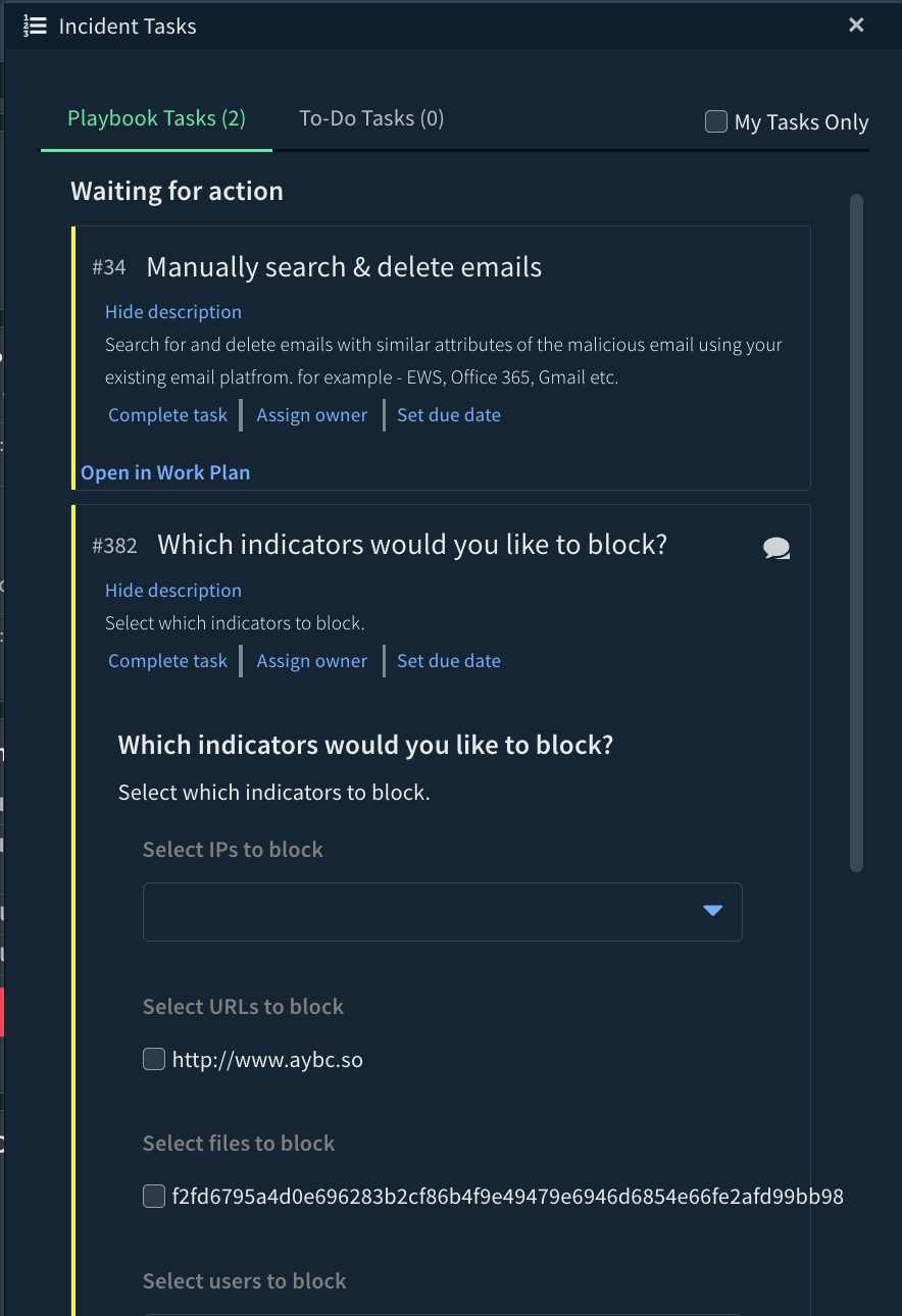 Fig 2: The analyst can multi-select indicators to block