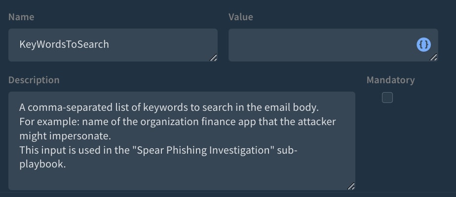 Fig 5: KeyWords analysis input