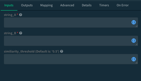 Fig 2: StringSimilarity automation Inputs