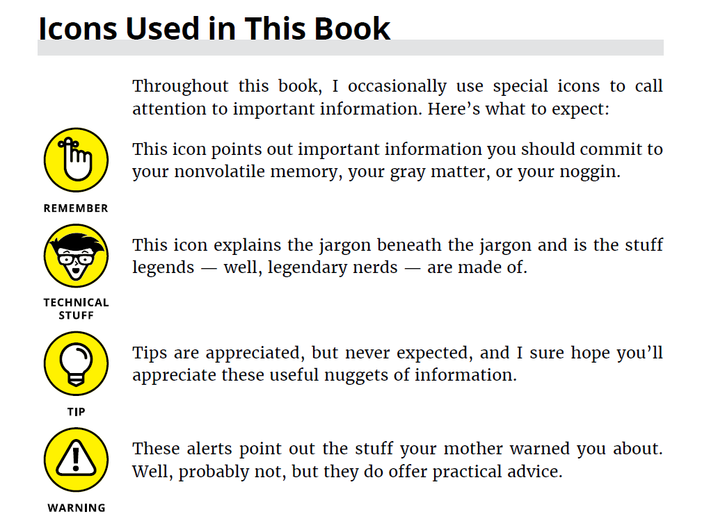 Icons used in the "Software Firewalls for Dummies" book. 