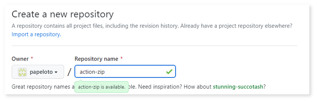 Ownership of the papeloto organization and the ability to create the action-zip repository