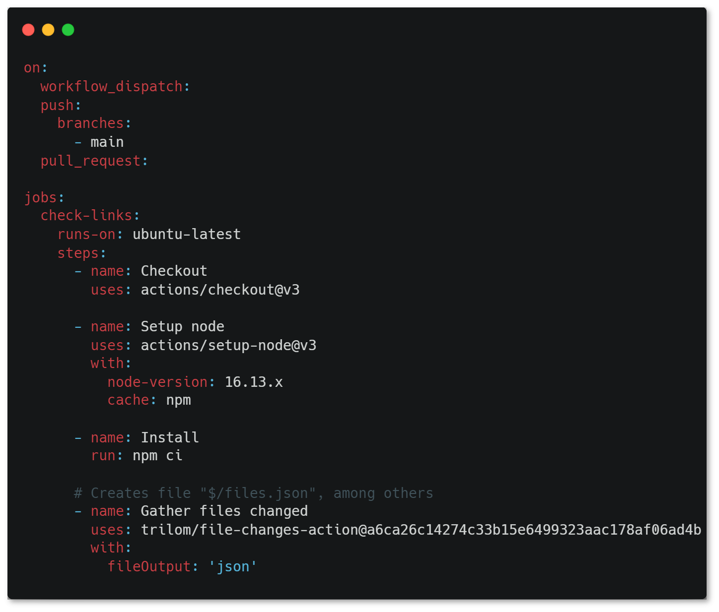 An example workflow file used as a CI of an action