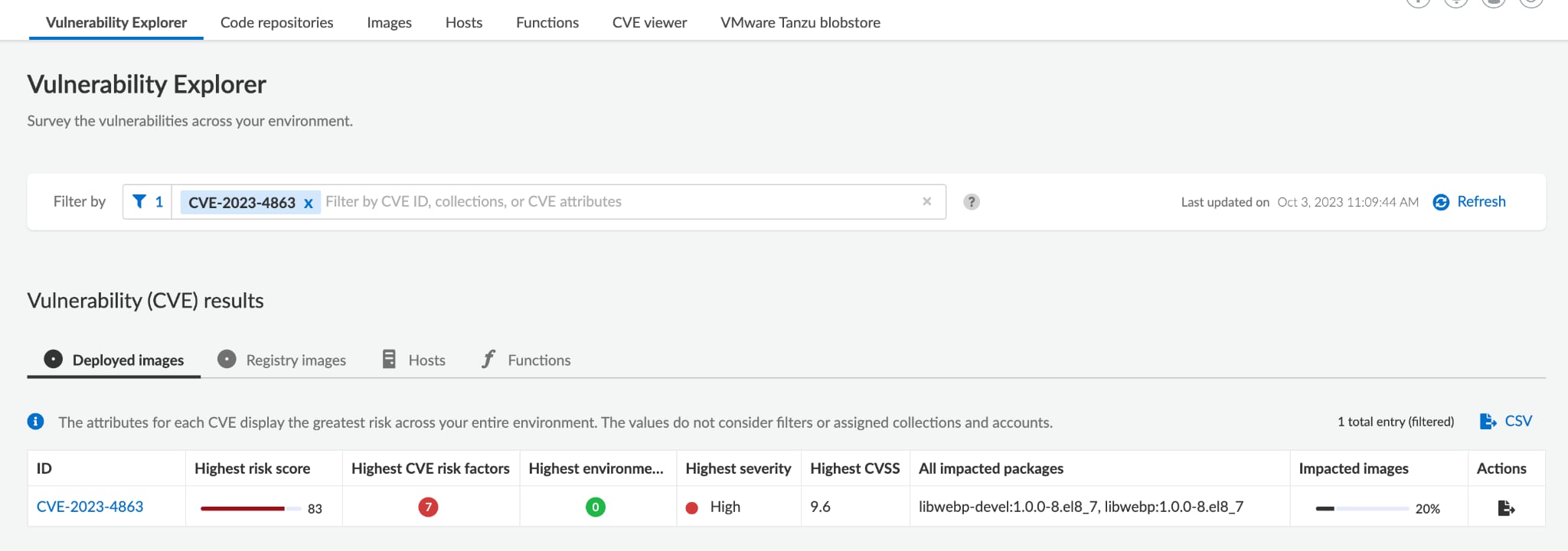 CVE-2023-4863 in Prisma Cloud’s Vulnerability Explorer