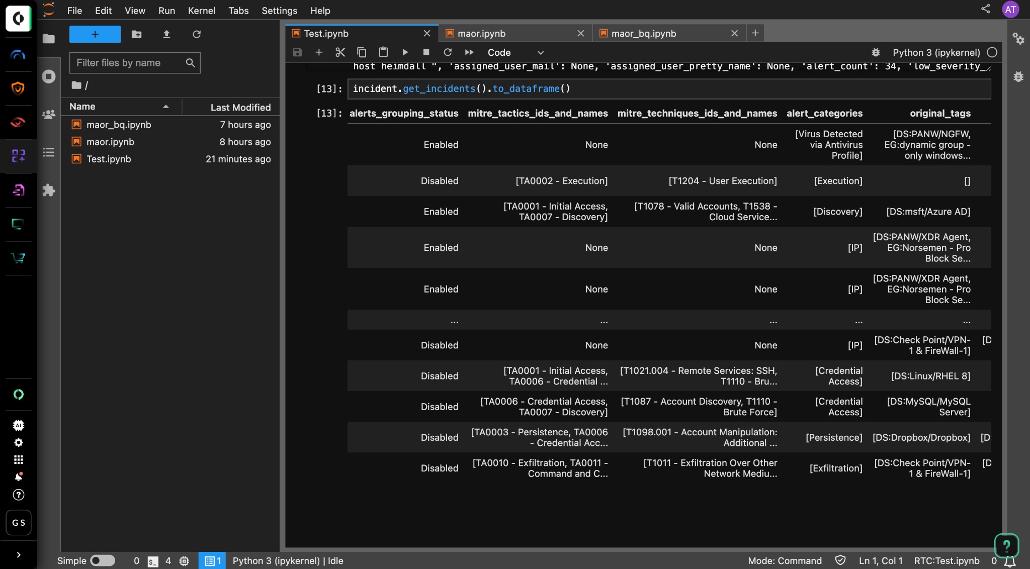 Screenshot of Jupyter Notebook dashboard.