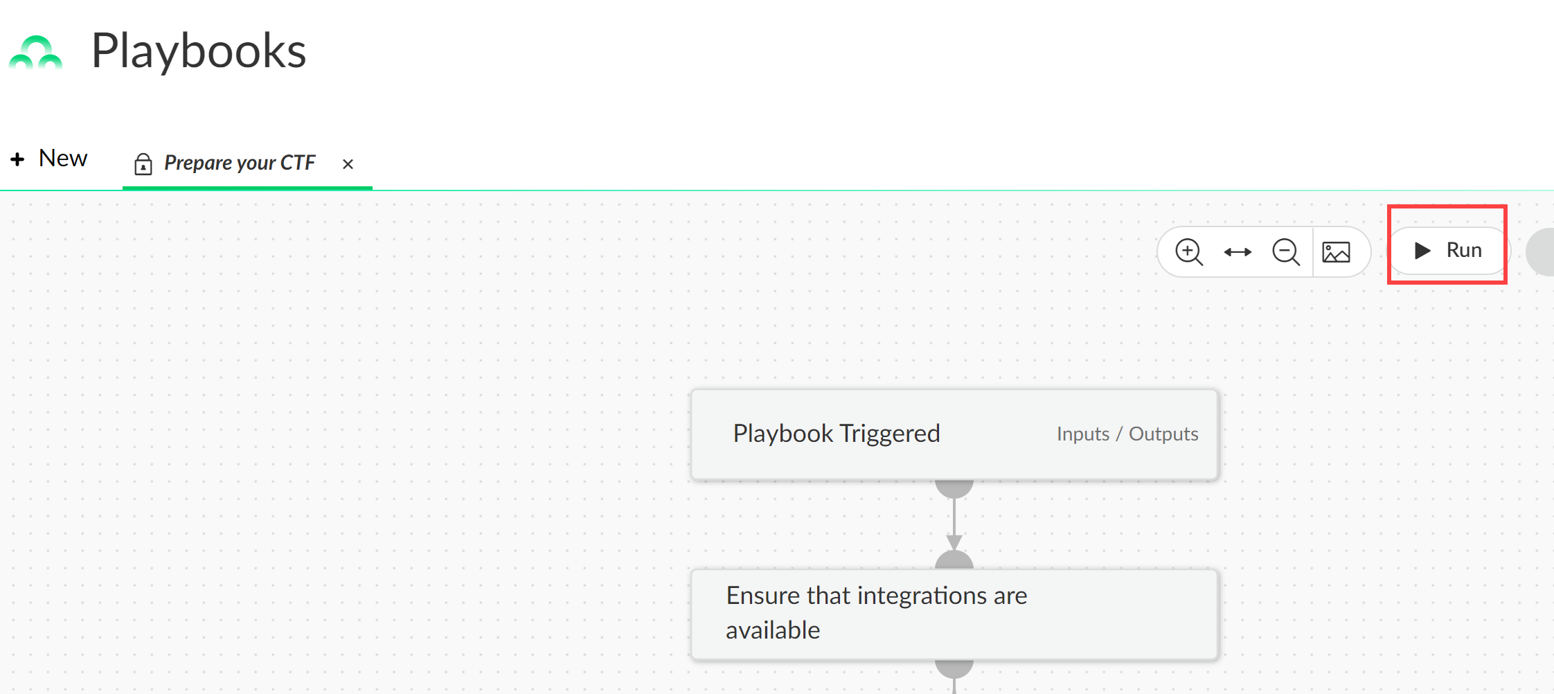 Fig 3: Running the Prepare your CTF playbook