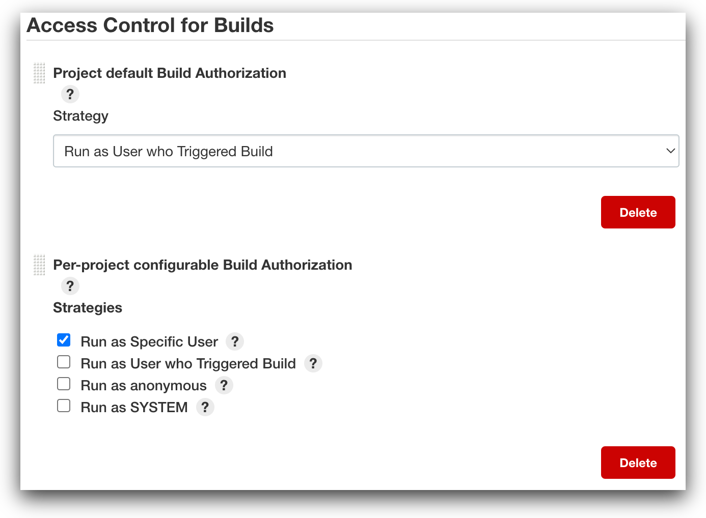 Example of a secure build authorization configuration in Jenkins.