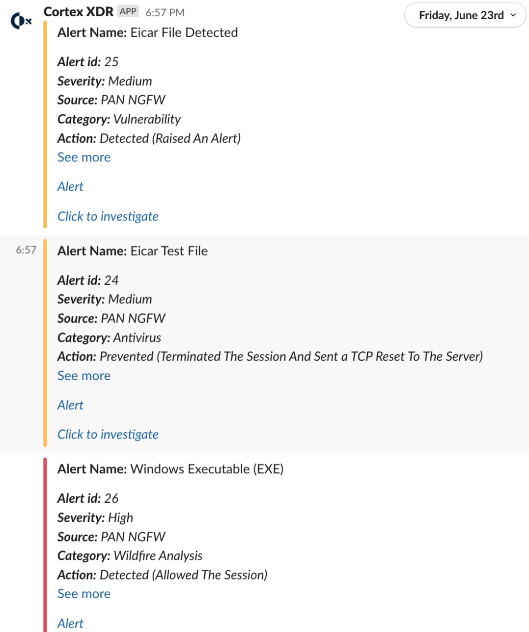 図6. Slackに通知された内容。ストーリーラインがわかりやすい