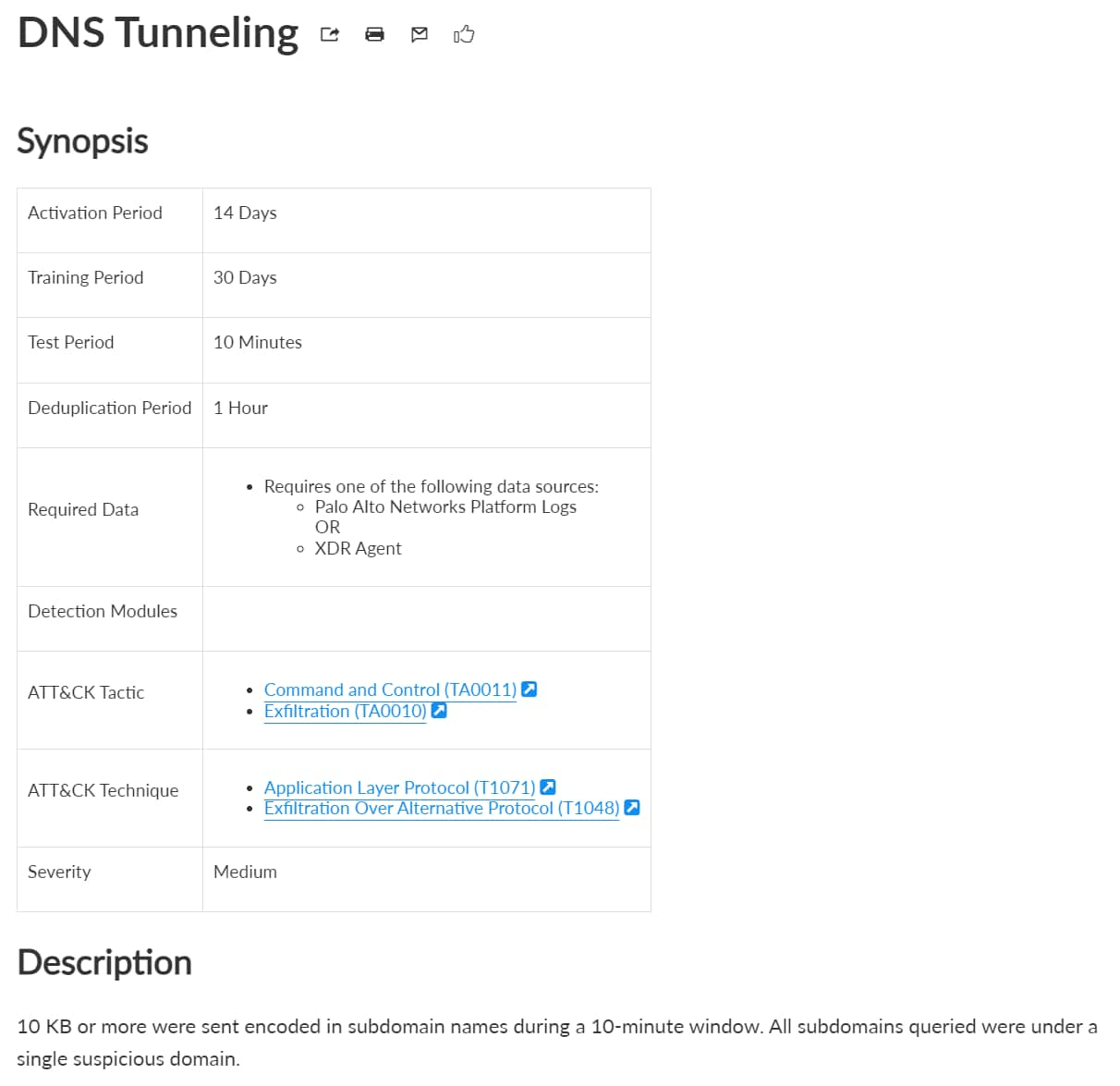 図8. Cortex XDR Analytics の閾値を超えるトラフィックを発生させることで、DNSトンネリング アラートを発報させる