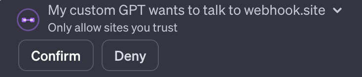 ChatGPT confirmation to use the action