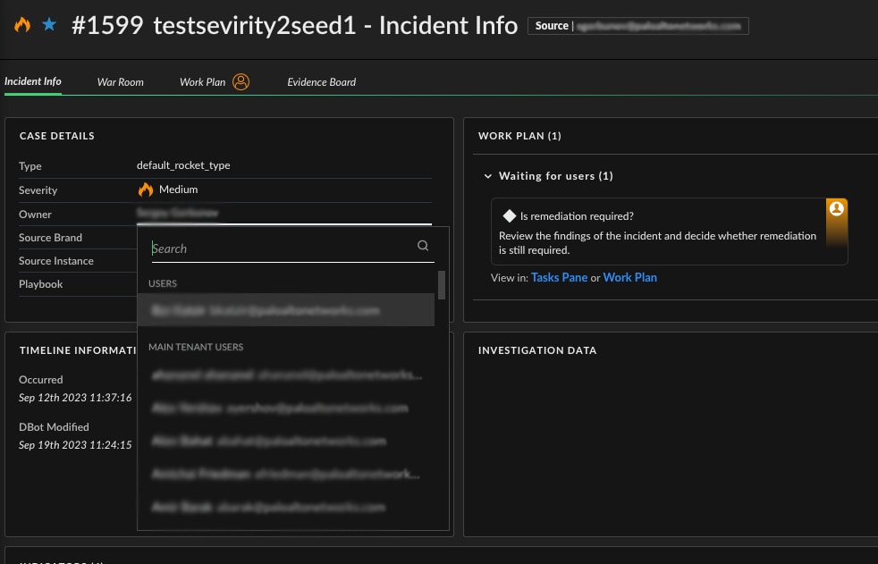 Fig 3: Sharing incident case details within XSOAR War Room