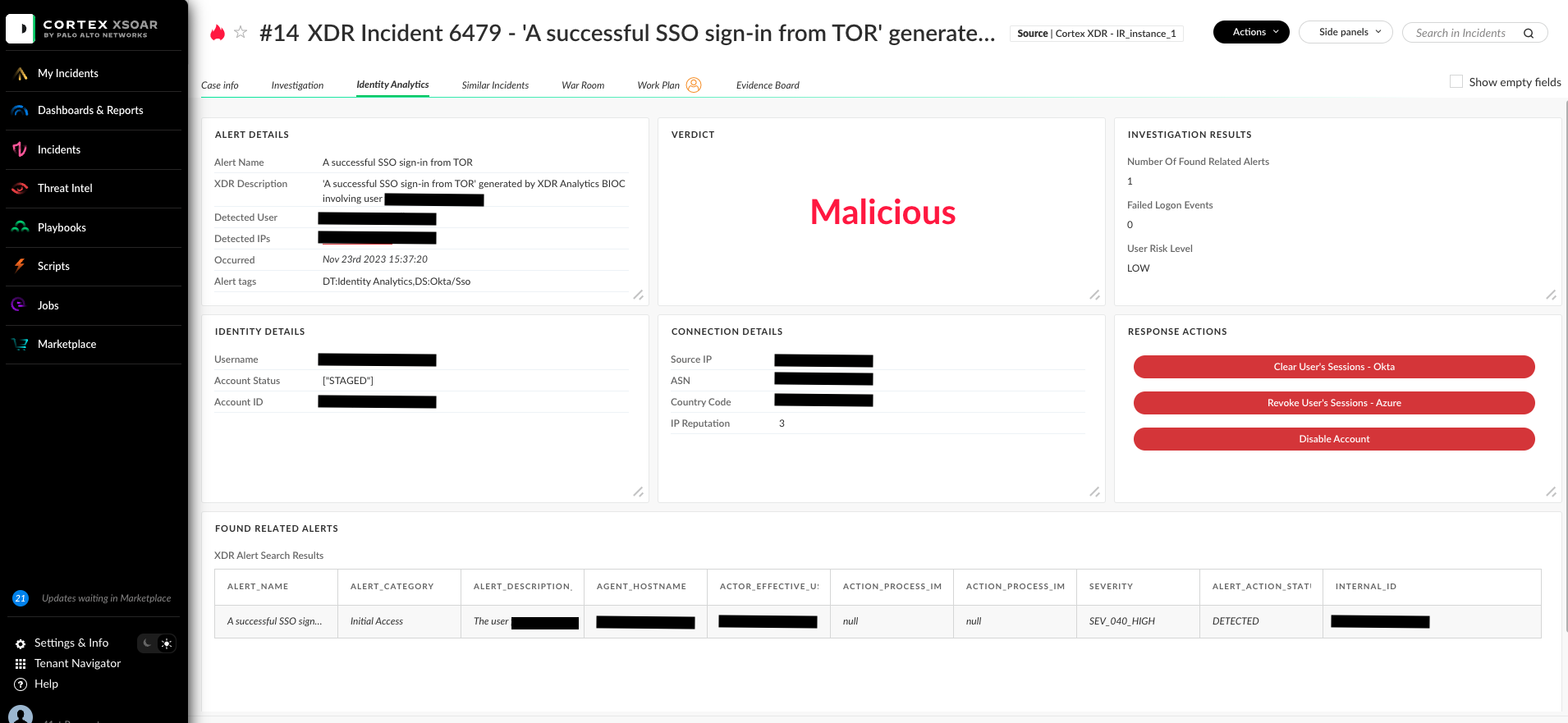 Fig 1: Layout - Identity Analytics tab