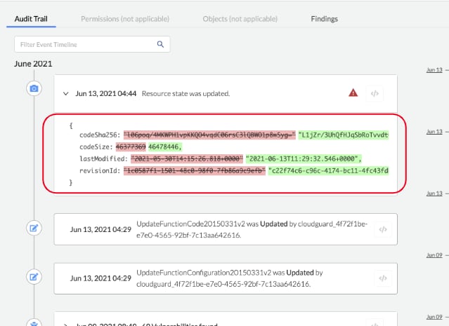 図4.Prisma Cloudでは設定変更履歴を時系列で確認できる