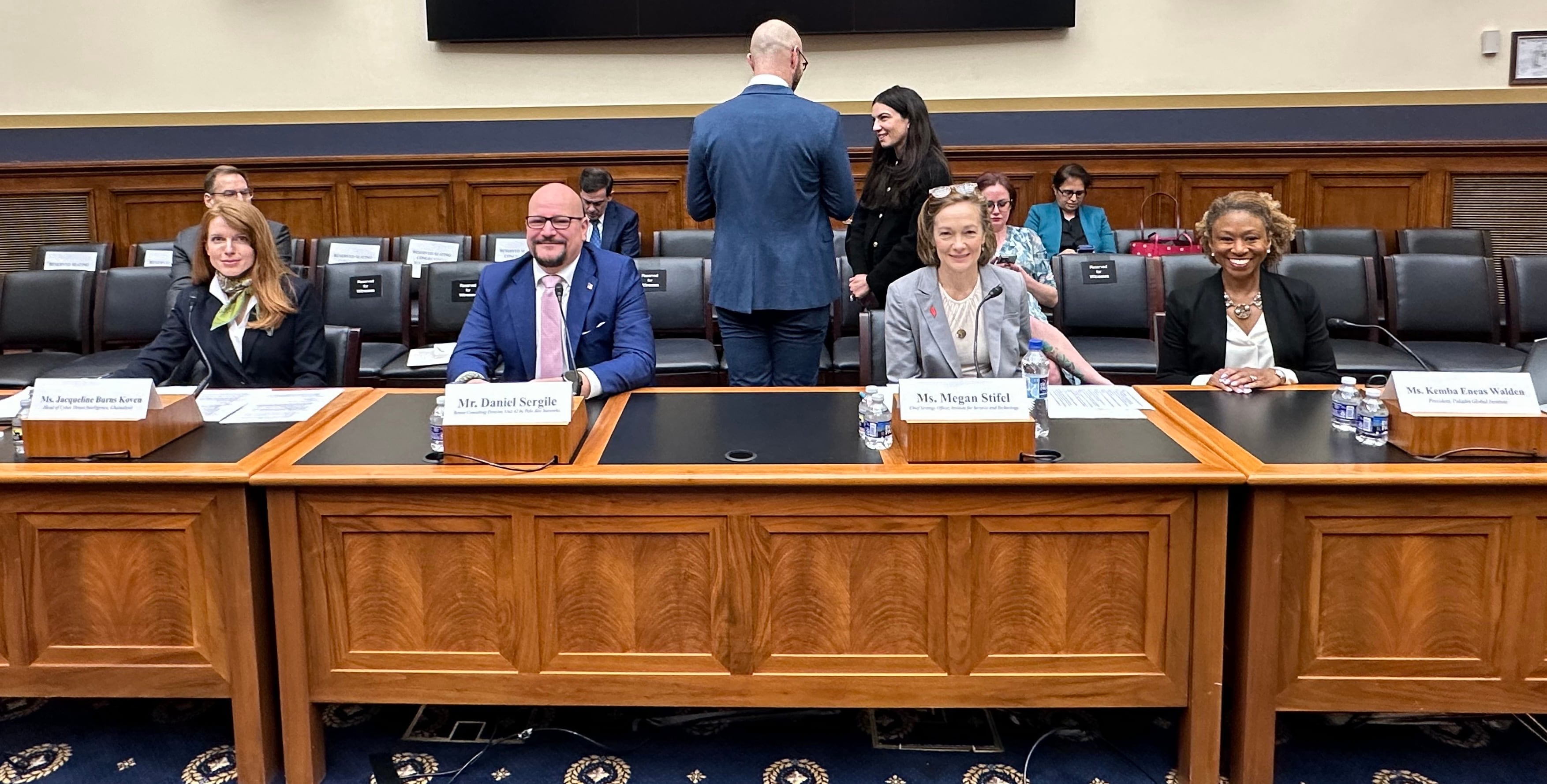 Jacqueline Burns Koven, Daniel Sergile, Megan Stifel and Kemba Eneas Walden at the Ransomware testimony.