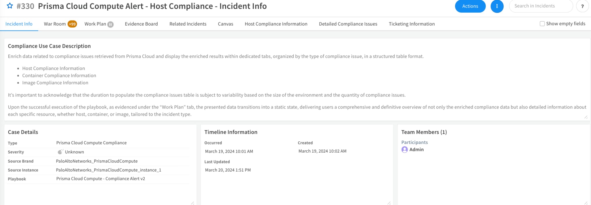 Fig 1: Incident info layout