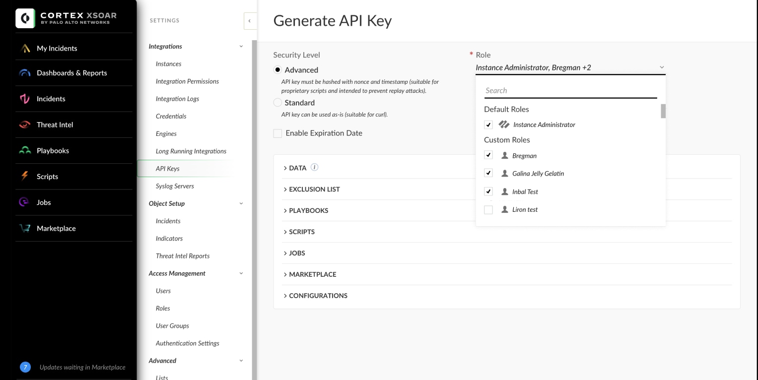 Fig 2: Multi-role API key support