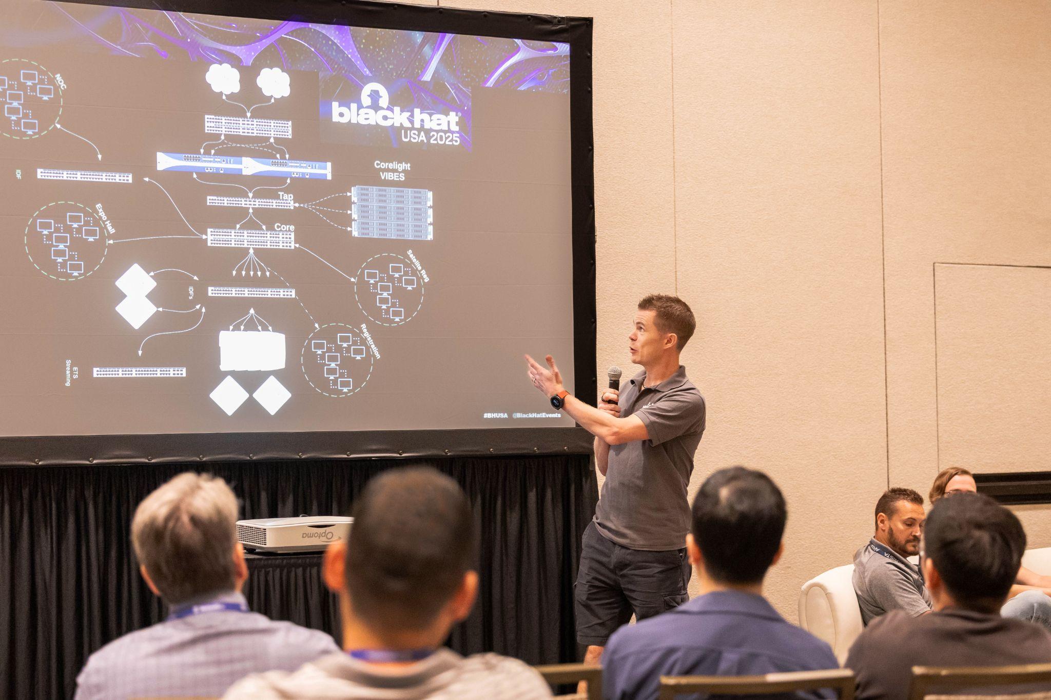 The "Partner of the Black Hat Network Operations Center" session, presented by James Holland in Las Vegas 2025.