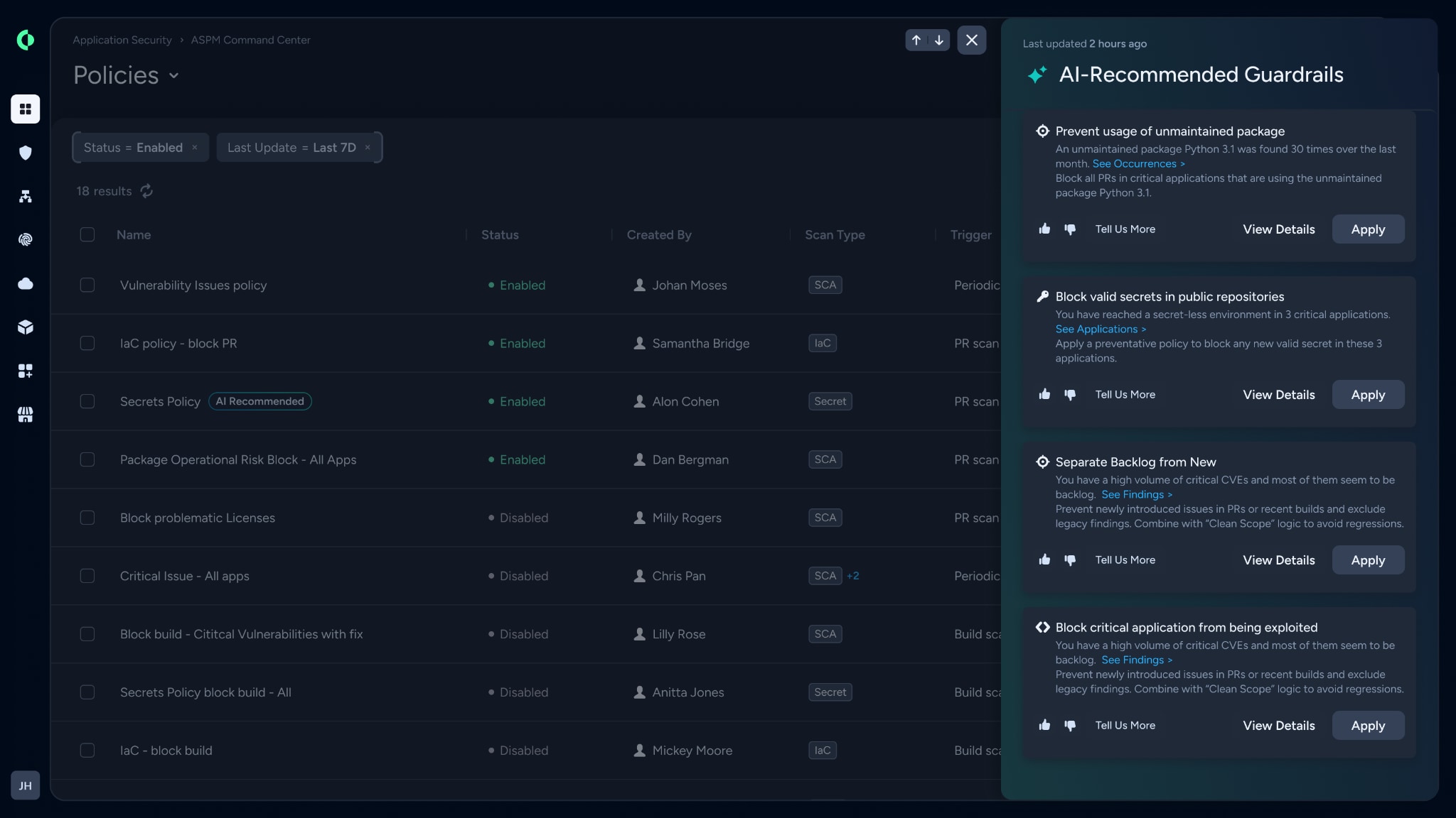 AI-powered guardrails in the ASPM console