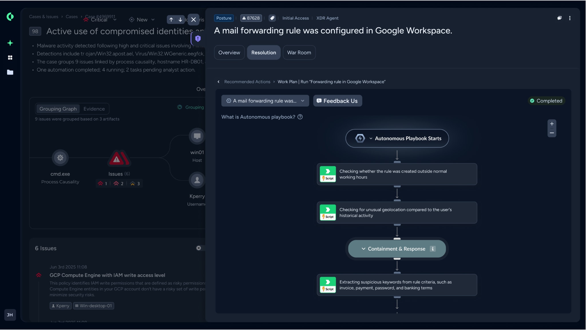 New workplan view, providing focused reflection of executed actions