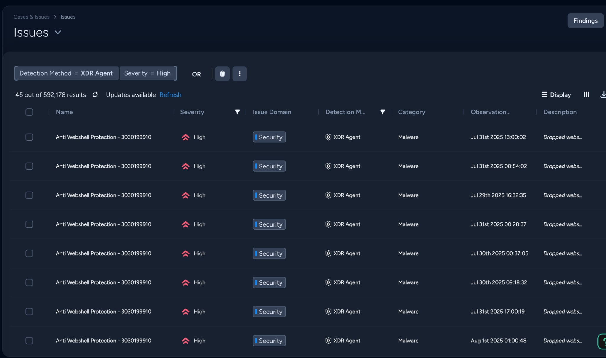 Prisma Browser detects an evasive threat in real time and shows in the Cortex dashboard