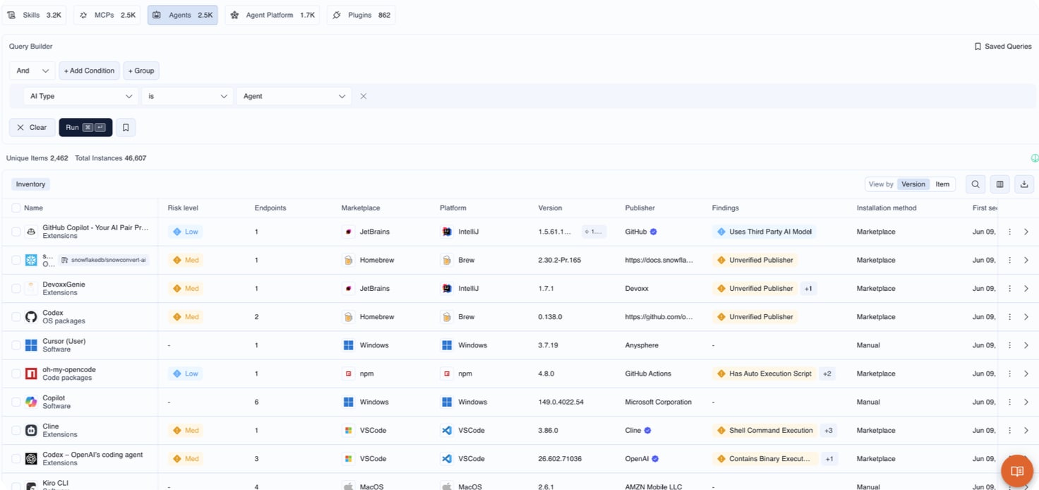 AI Agent Identification & Inventory Quick Filters