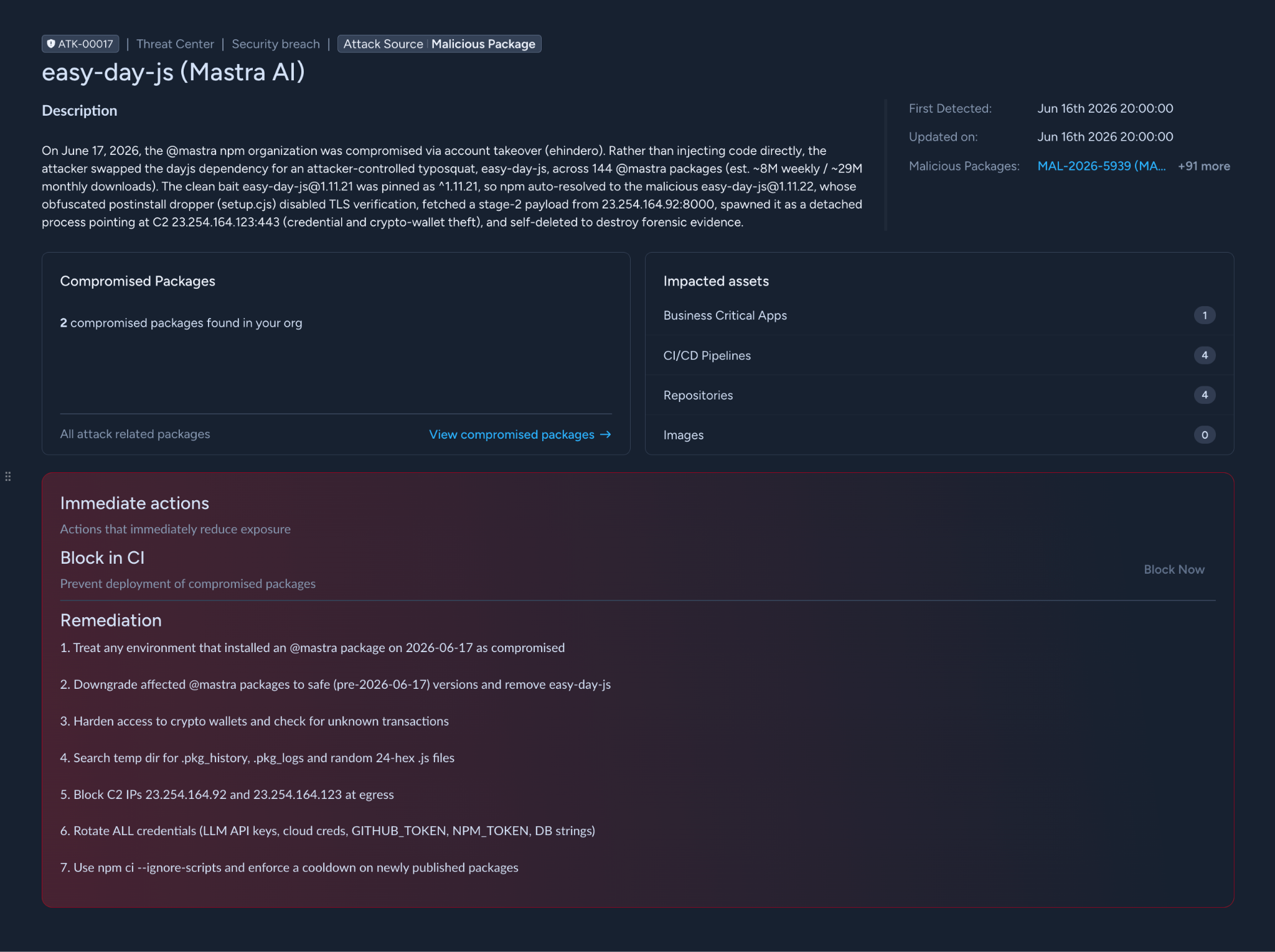 easy-day-js (Mastra AI) malicious package