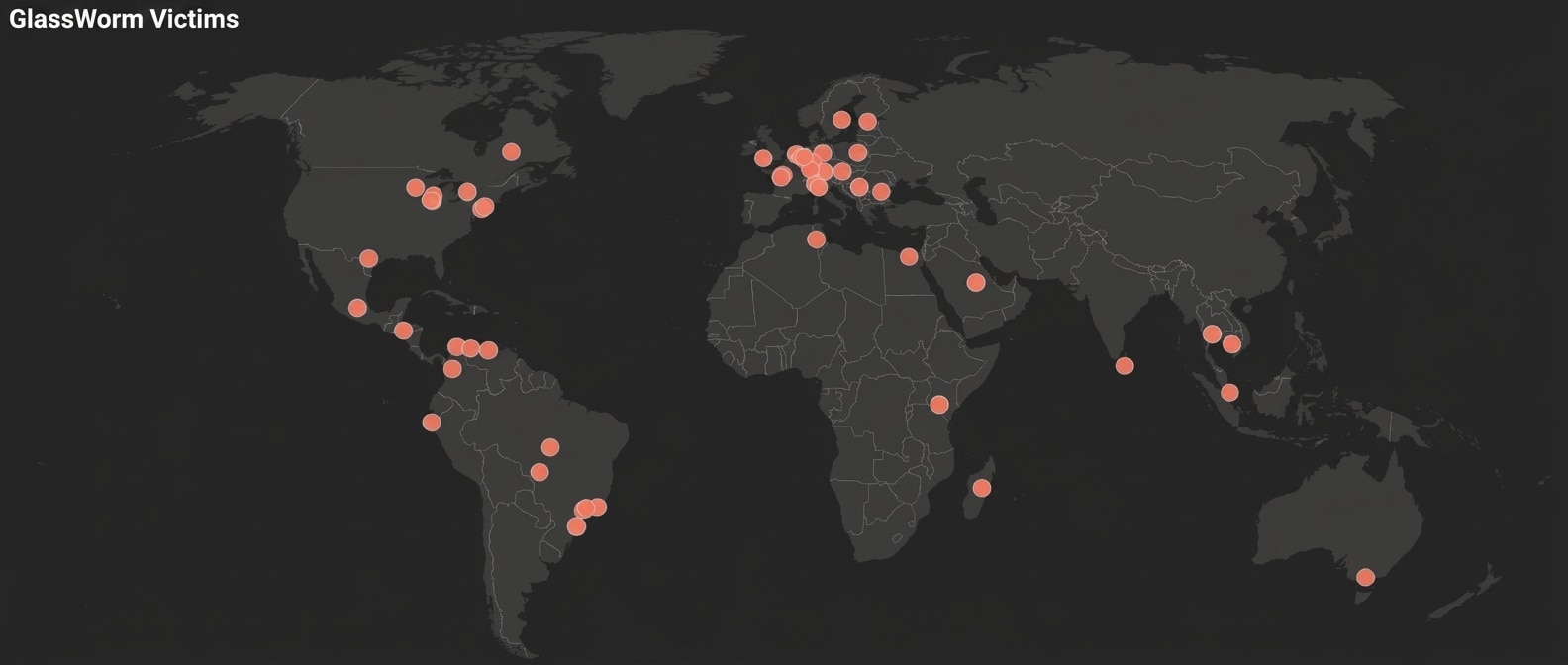 World Map of Glassworm Victims