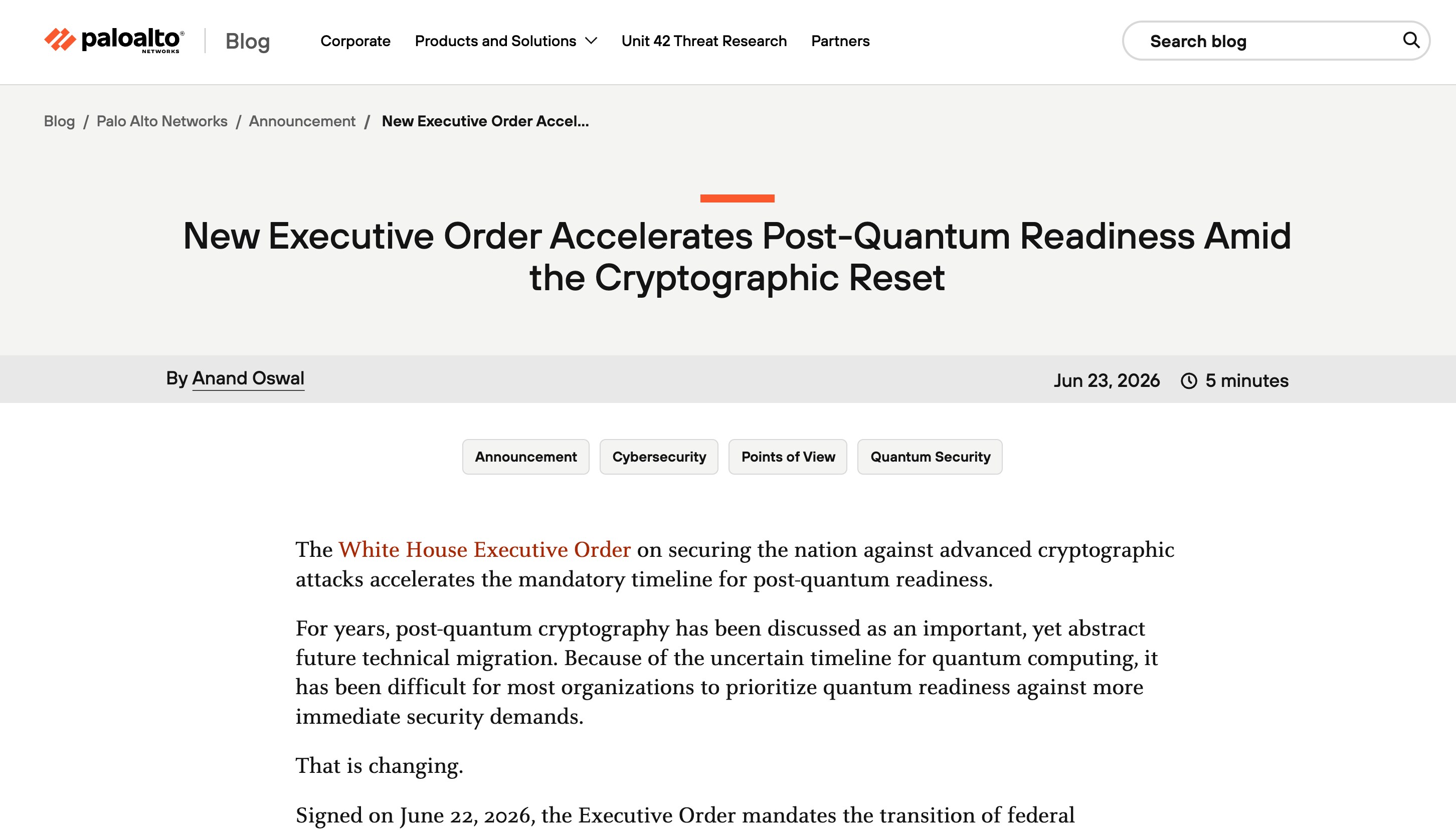 New Executive Order Accelerates Post-Quantum Readiness Amid the Cryptographic Reset