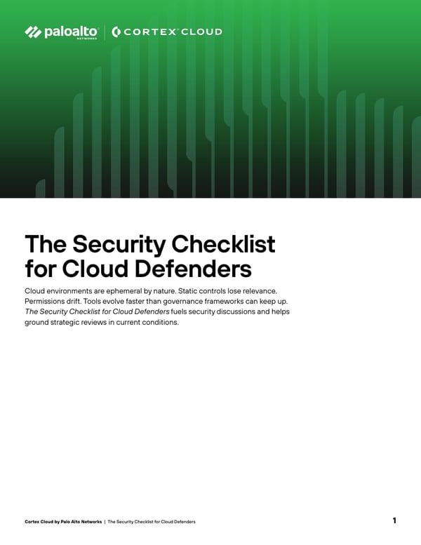 Security Checklist for Cloud Defenders